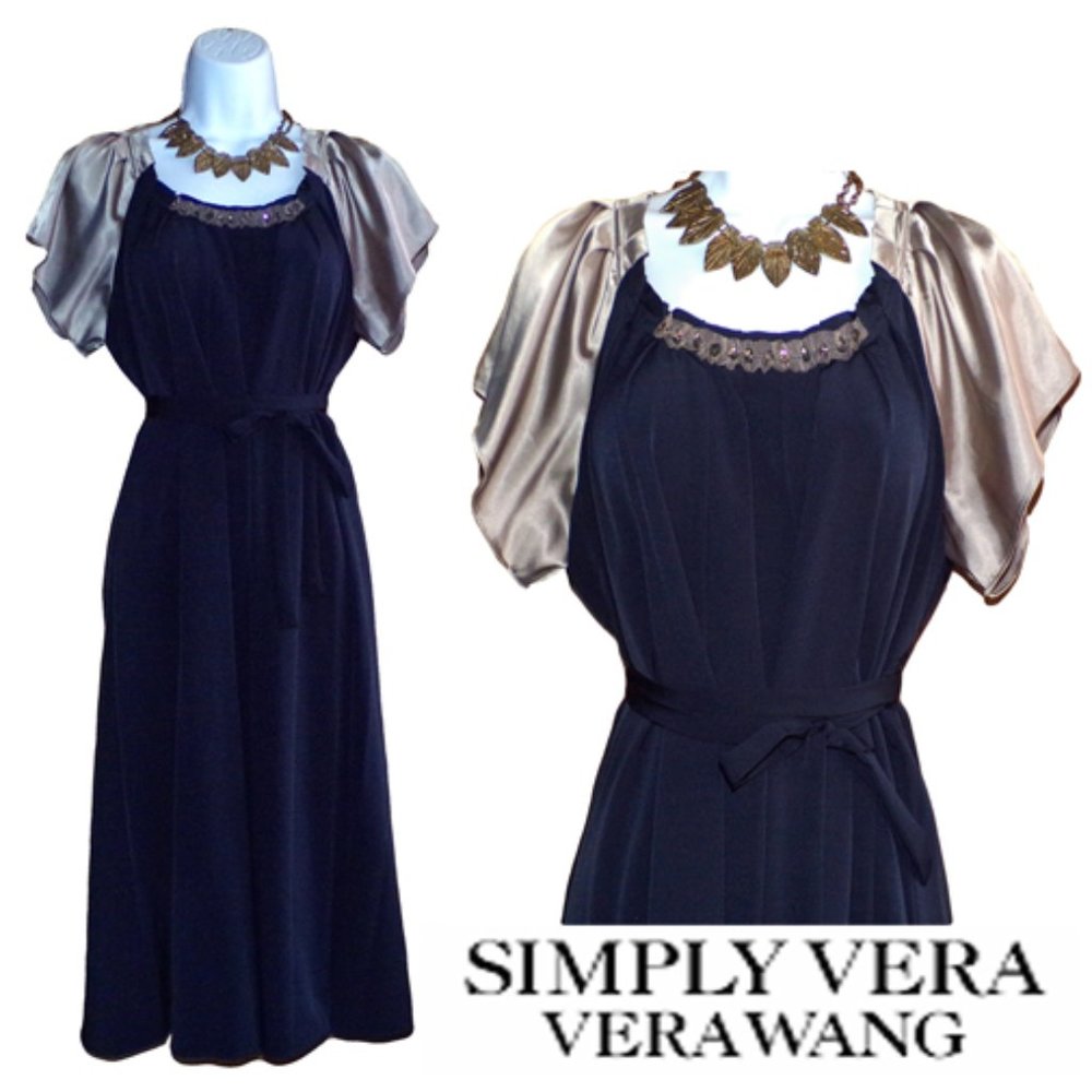NWOT Simply Vera Embellished Tie Waist Dress